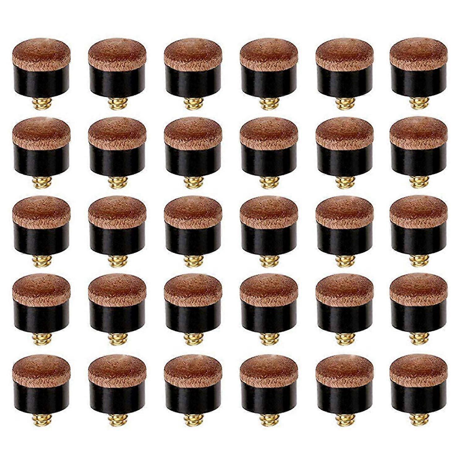 30 Pcs Billiard Pool Cue Stick Screw-on Tips 12mm Replacement Billiard Cue Tips for Pool Cues and S