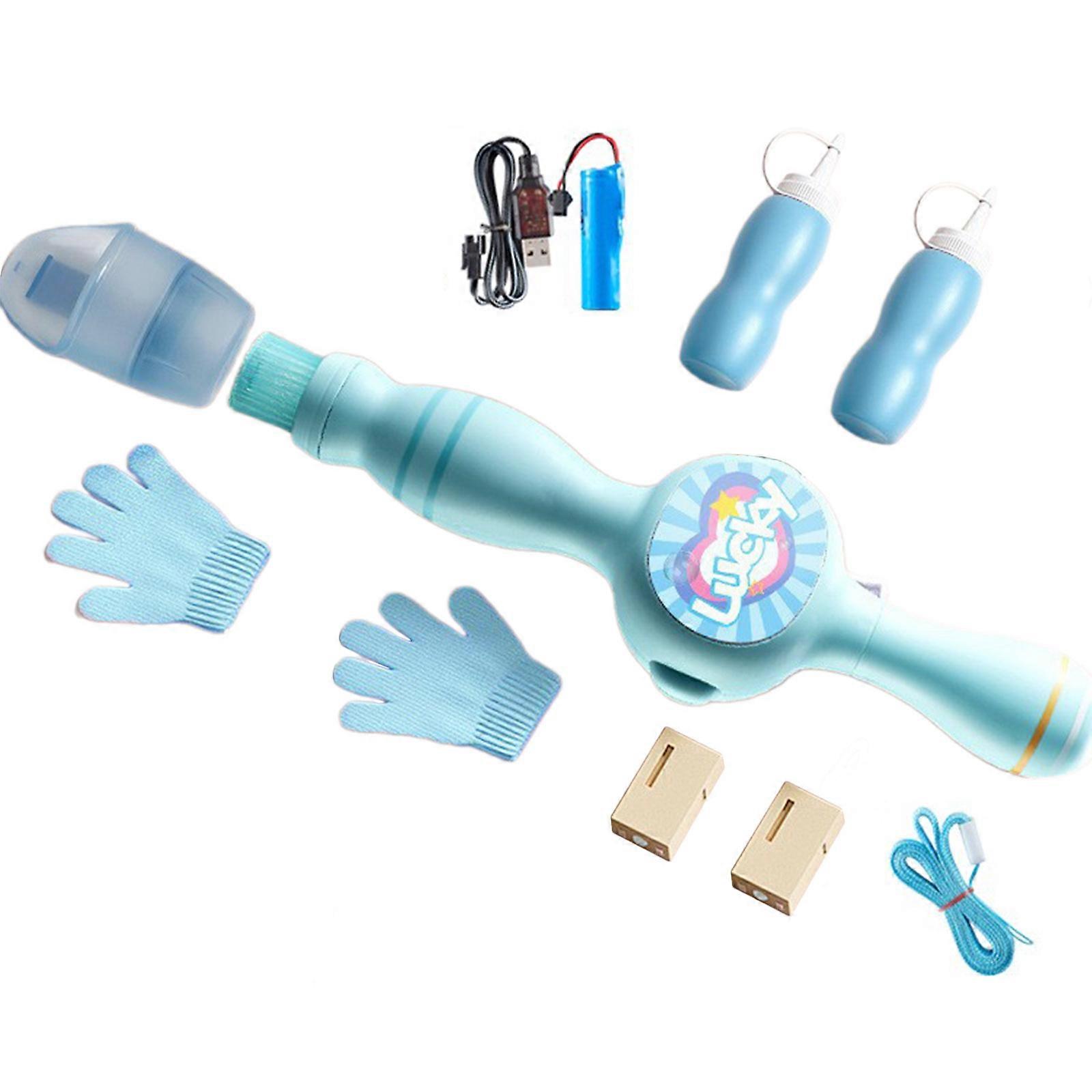 Automatic Bubble Machine Bubble Blower Guns with Fog for Toddlers Kids Light up Electric Bubble Maker Toy  sky blue