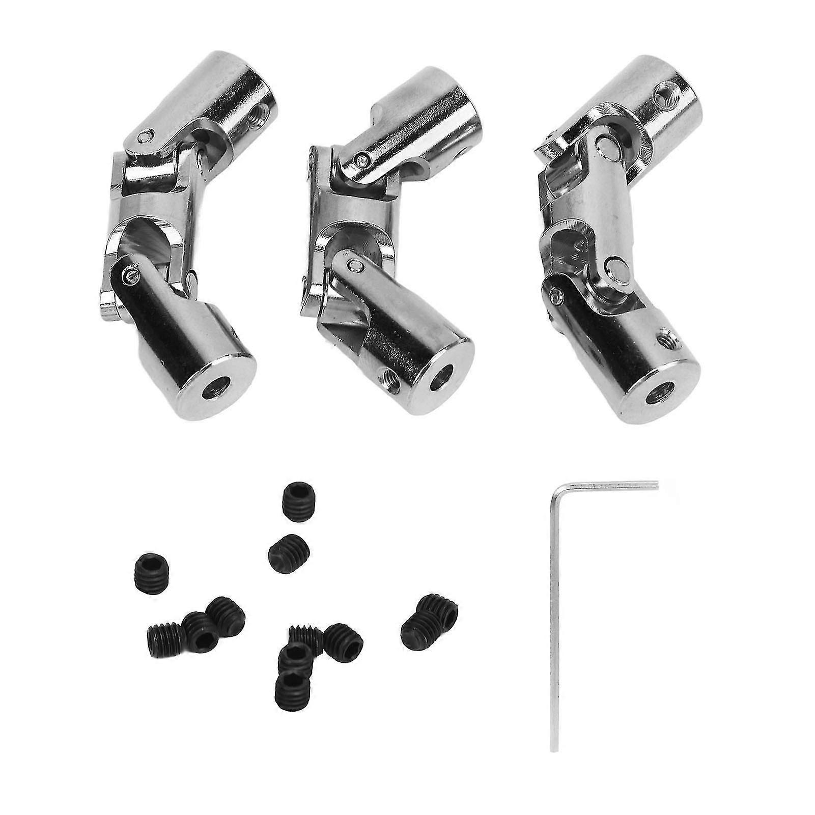 3pcs RC Model Car Boat Universal Joint Coupling - 4mm to 4mm Rotatable Steel Steering Shaft Coupler