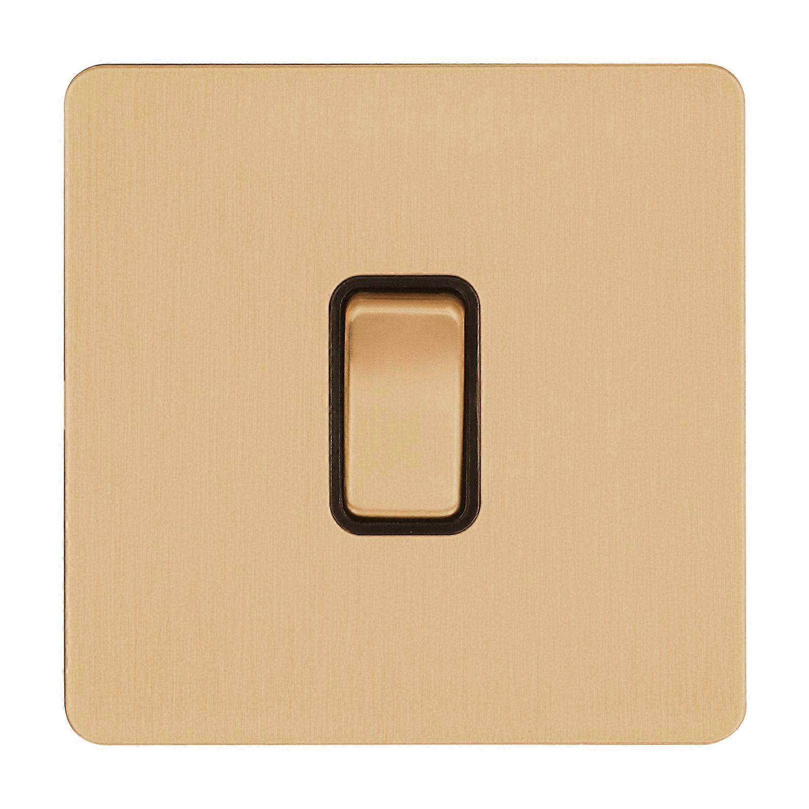 Button Plate Switch Imitation Gold Color Dual Control Stainless Steel Panel Wall Push Button Switch AC250V