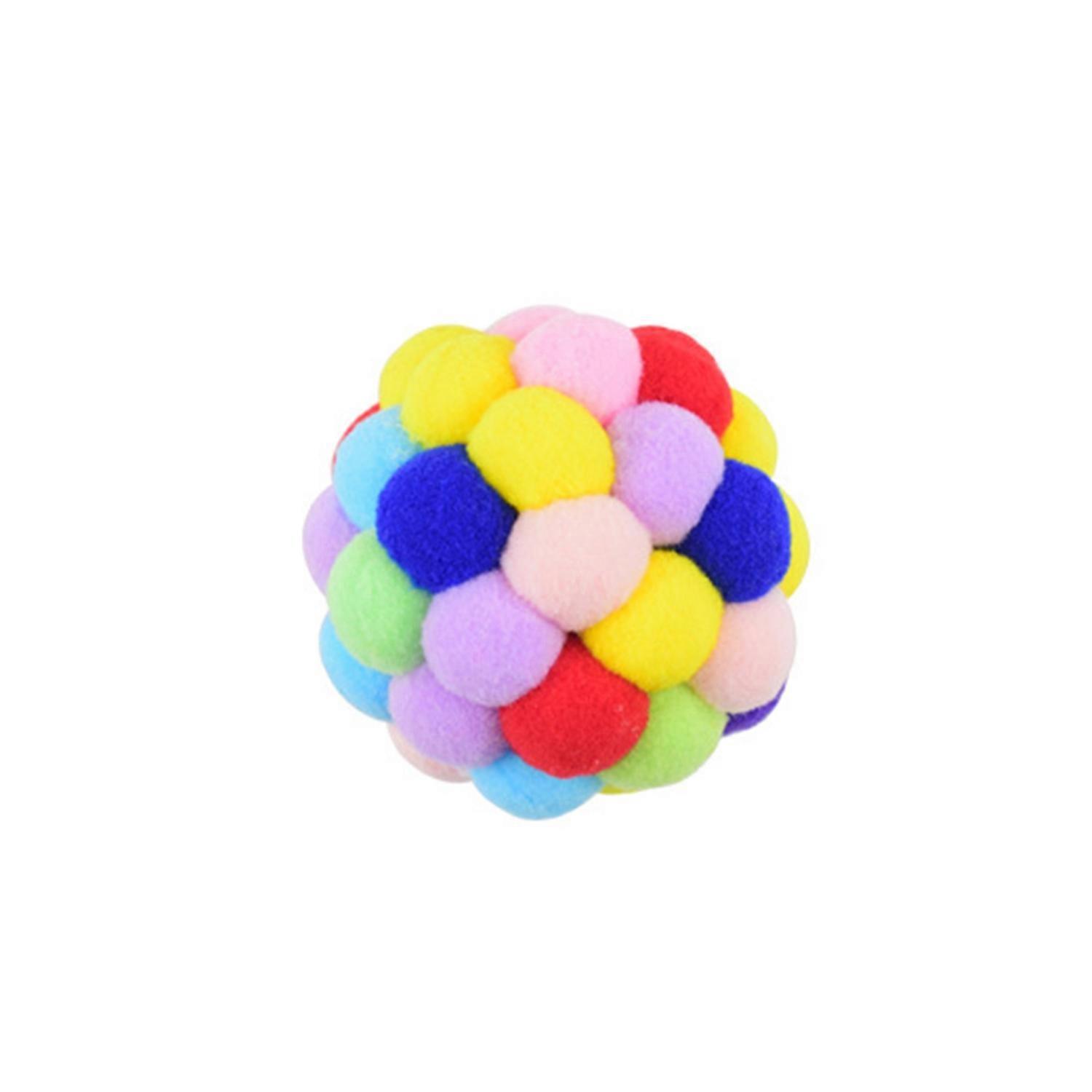 Cat Toy Colorful Plush Ball with Built-in Bell Funny Play Colorful Scratch-Resistant Bite-Resistant