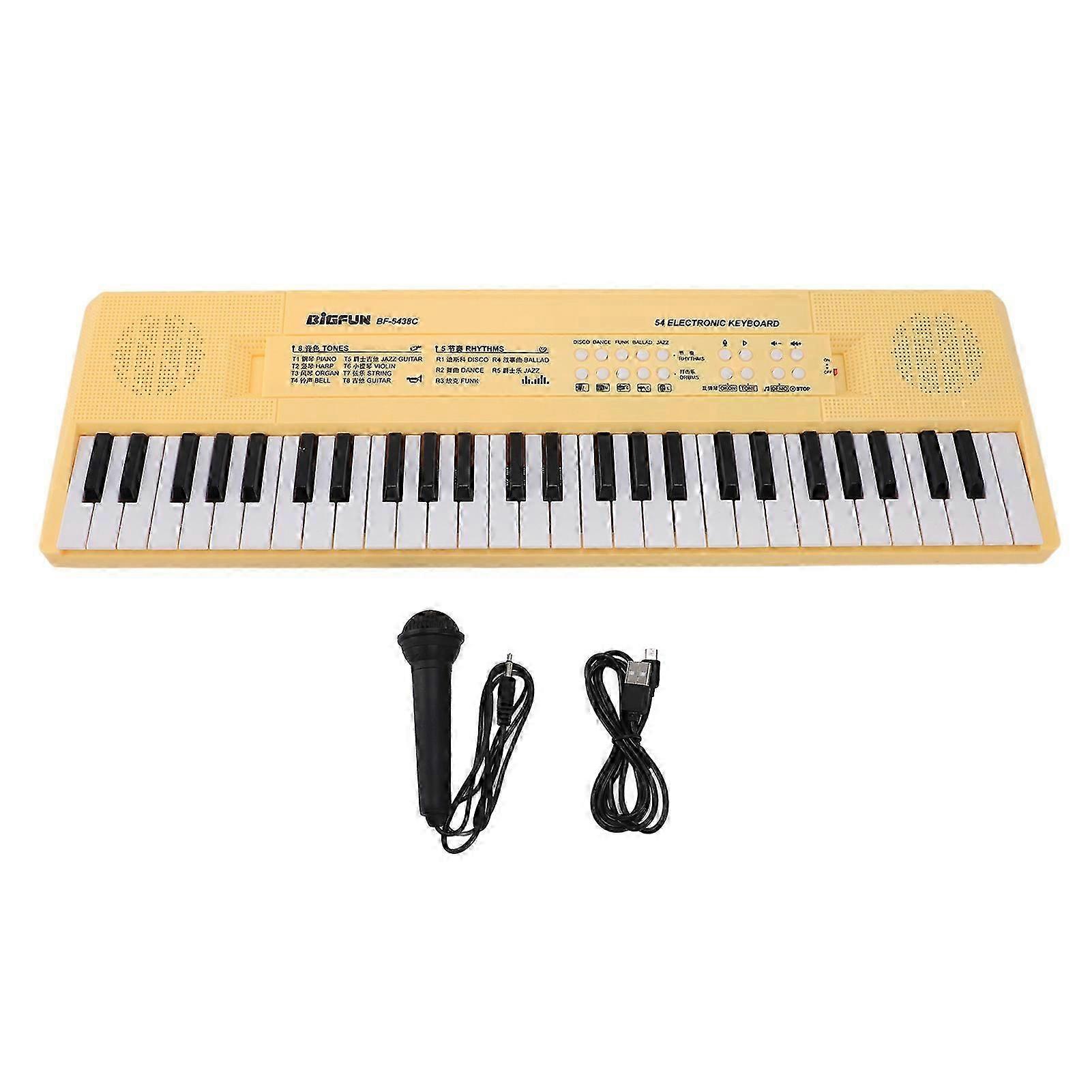 54 Key Electronic Piano Keyboard with Wired Microphone Support Recording Multifunction Kids Electronic Piano Music Keyboard Yellow