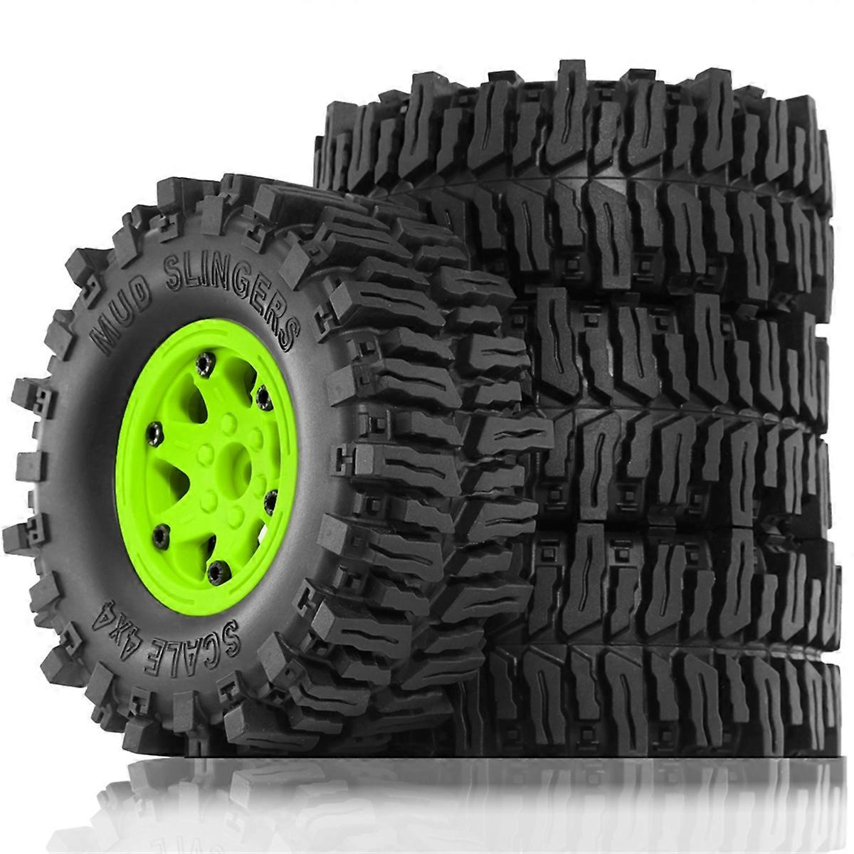 4 Stück 130mm 2,2 Zoll Beadlock Radfelge Gummireifen Set für 1/10 RC Crawler Auto Axial SCX10 Wraith RR10 Capra RBX10 TRX4,A