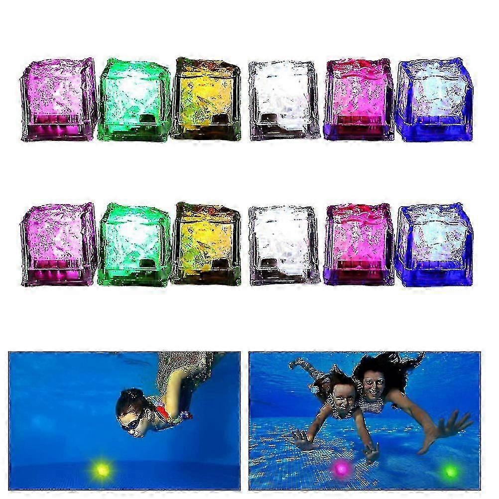 12Pcs Light up Diving Pool Toys Colorful LED Ice Pieces Swimming Dive Throw Toy Set