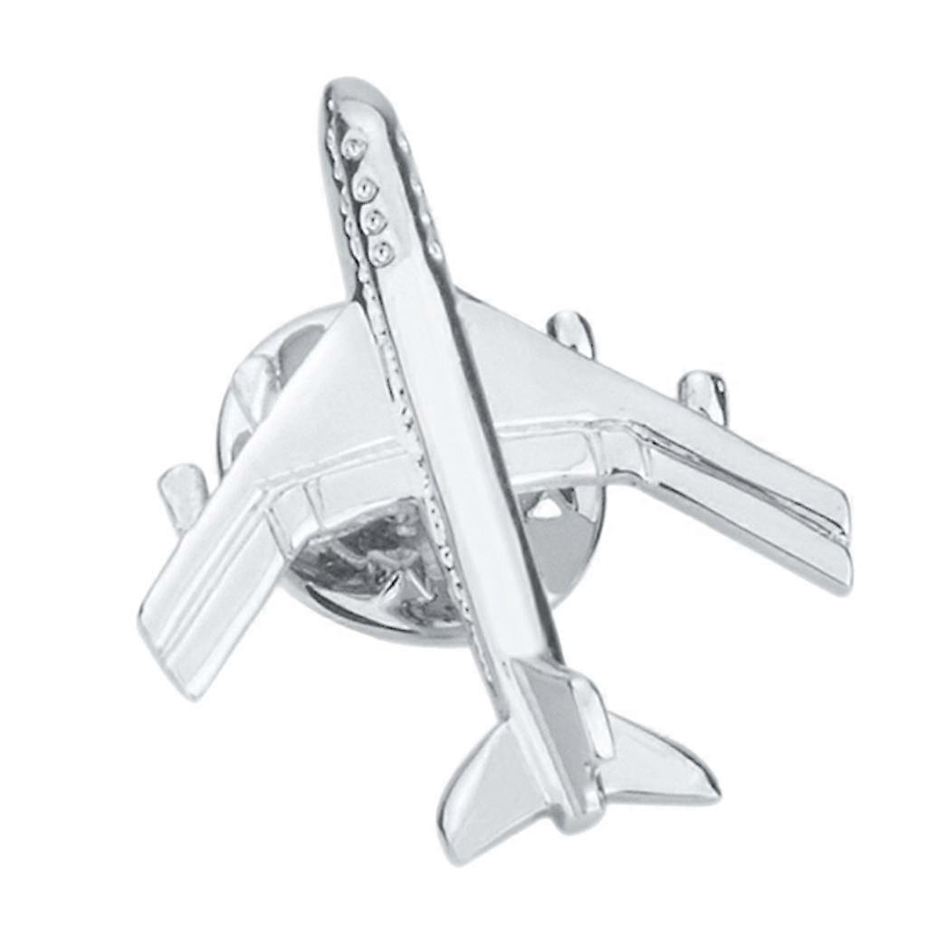 Silverpläterad mässing Flygplan Flygplan Flygplan Stift Brosch Jet Flight Pin Emblem