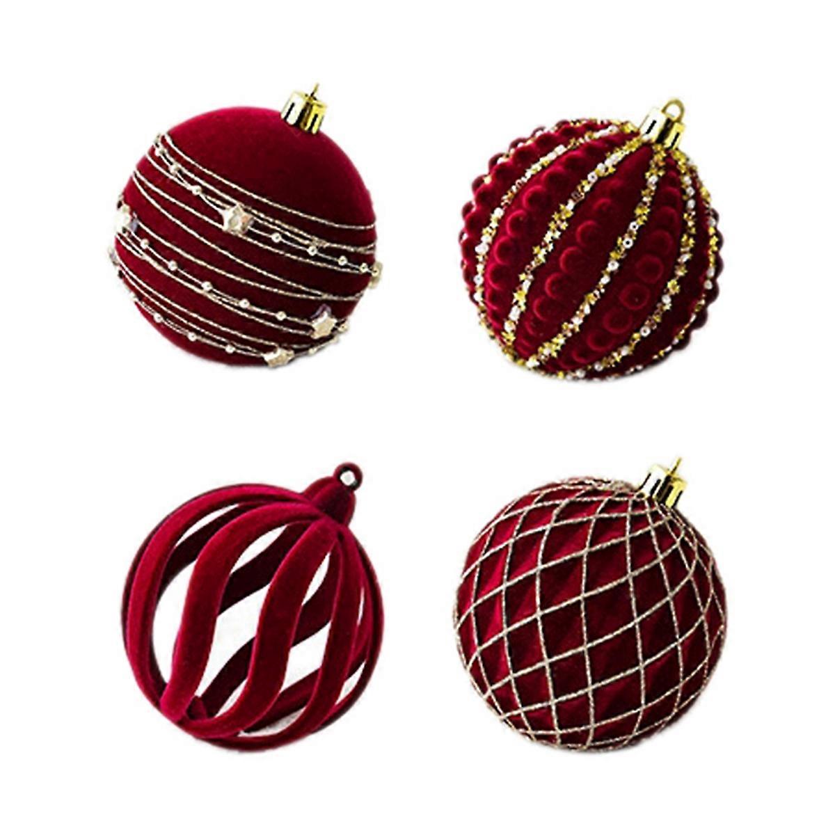 Weihnachtskugeln Ornamente Wein Rot Beflockung Christbaumschmuck Neujahr Weihnachtskugeln D