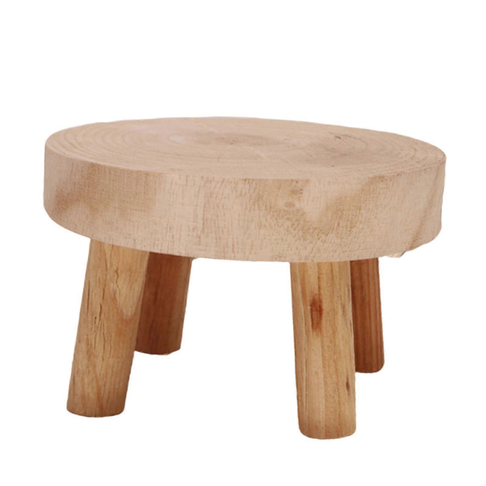 1Pc Solid Wood Compact Flowerpot Stand Solid Wood Stool Stand Garden Decor for