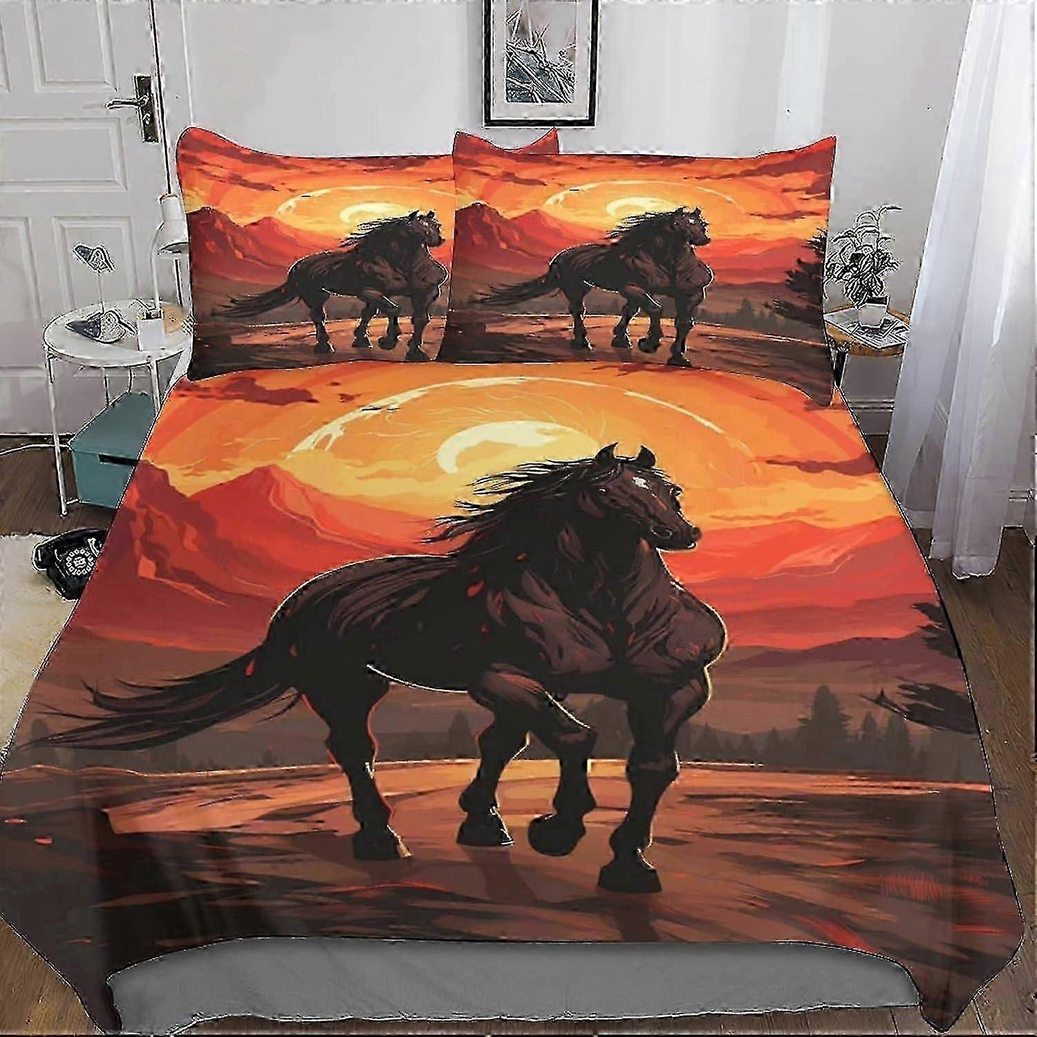 J2176 ملاءات السرير نمط الحصان غطاء لحاف مجموعة الفراش الجواد طباعة غطاء لحاف 3D طباعة لحاف غطاء غرفة نوم مجموعة ستوكات لينة 3 قطع مع P