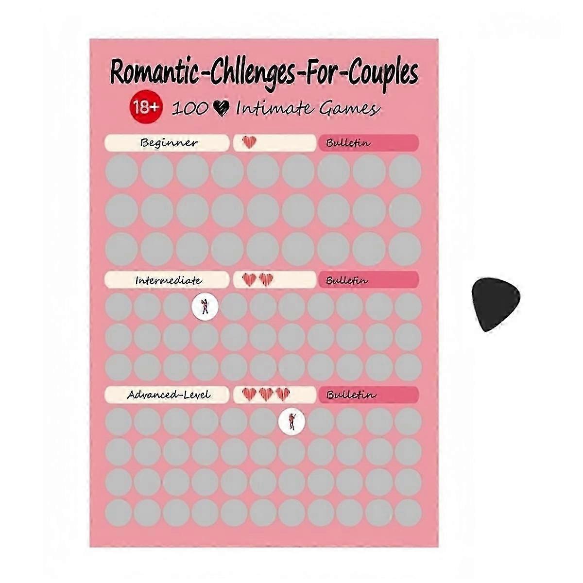 ملصق خدش ألعاب الحب للأزواج - 100 تاريخ التحدي - ملصق خدش 100 مهمة حب - ملصق خدش