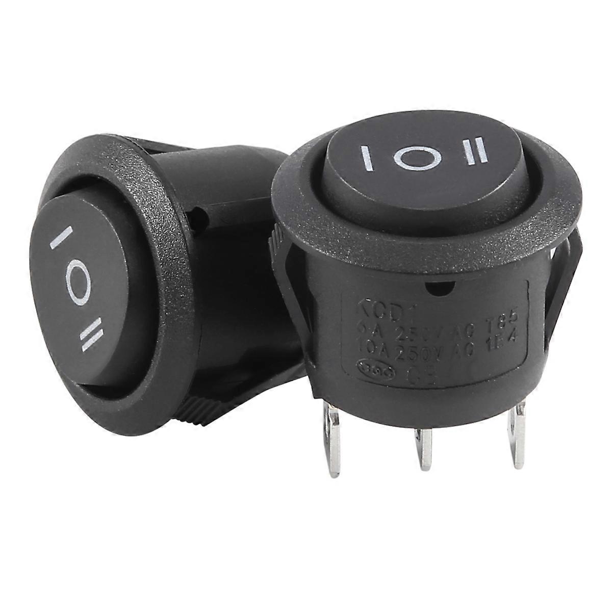 2 x AC 6A/250V 10A/125V 3 Pin 3 Position Round Boat Rocker Switch