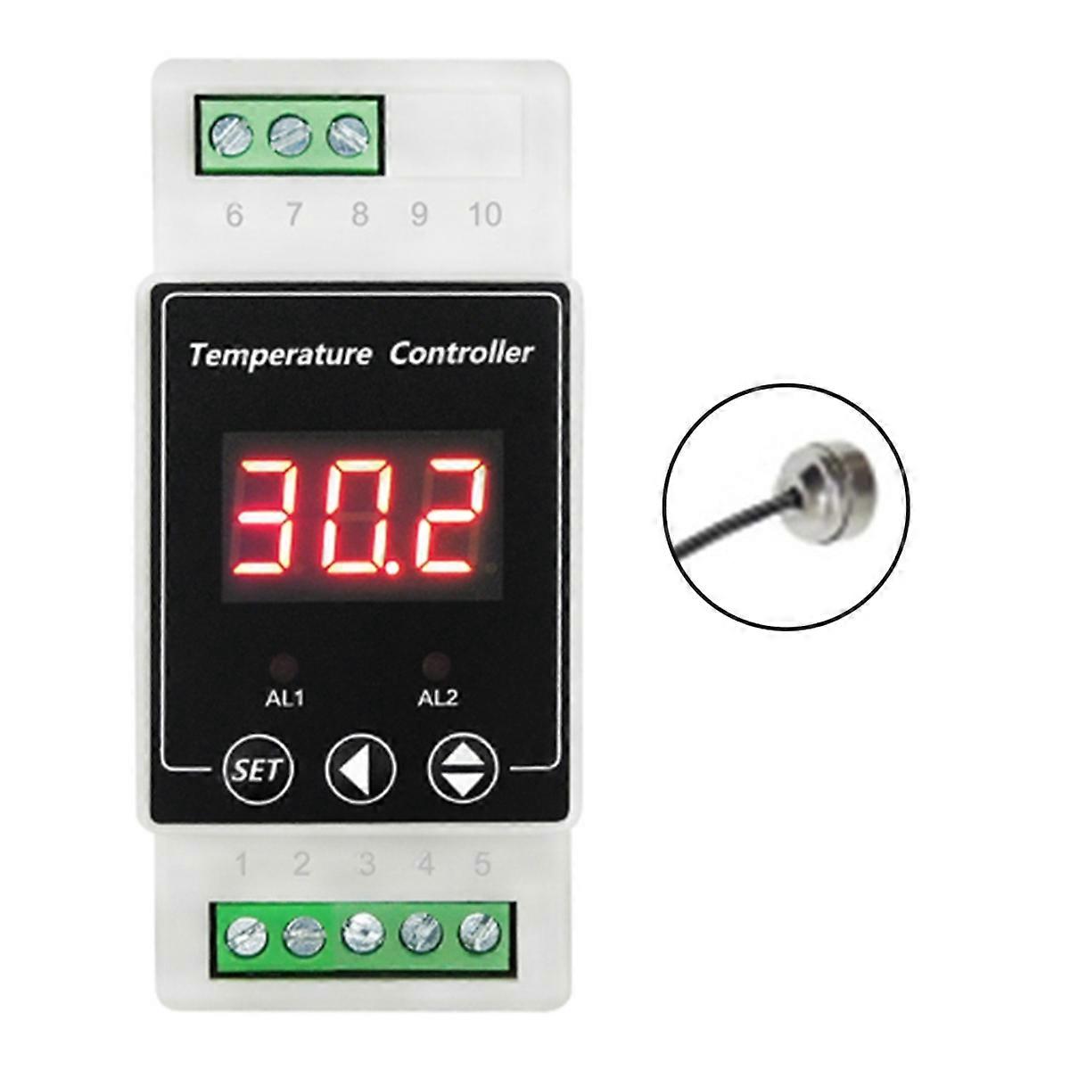 LED Rail Thermostat DC8-24V 2-Way Relay Din Rail Mounted Controller A