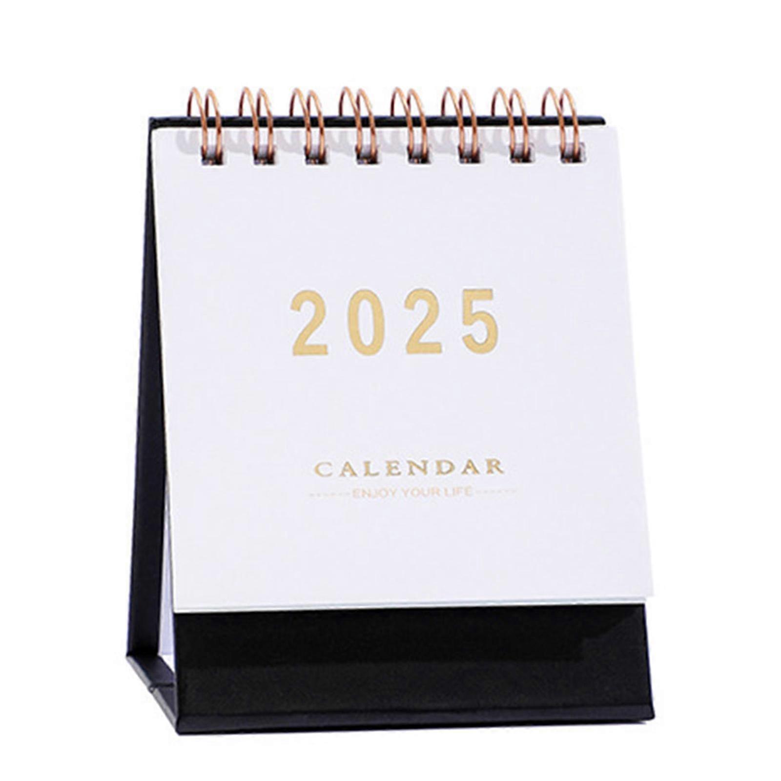 2024-2025 Calendar Small Tabletop Calendar Runs from July 2024 to December 2025 Stand Up Desk Calendar Twin-Coil Binding White
