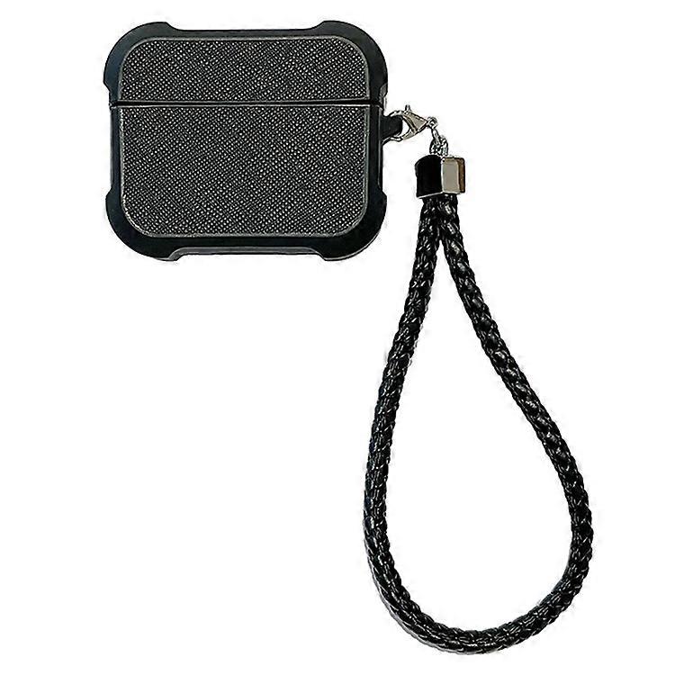 Compatible For AirPods Pro 2 / AirPods Pro Bluetooth Earphone Cover Leather Texture TPU Anti-Drop Case with Wrist Strap