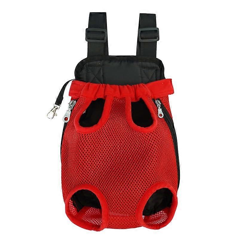 Pet Carrier Backpack - Adjustable Pet Front Cat Dog Carrier, Legs Out, for Travel (Red, Small)