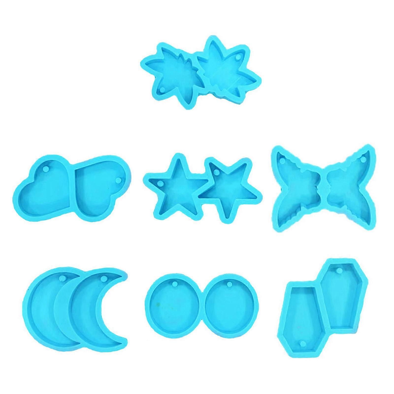 ירח פנטגרם עגול עגיל סיליקון עובש מתאים לשרף אפוקסי DIY מלאכת גב תליון קישוט תכשיטים