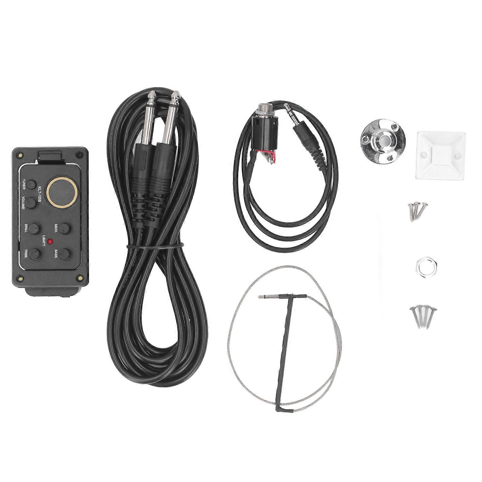 4 Band EQ Equalizer Preamp Amplifier Piezo Pickup Tuner Acoustic Guitar Equalizer with LCD Display Screen