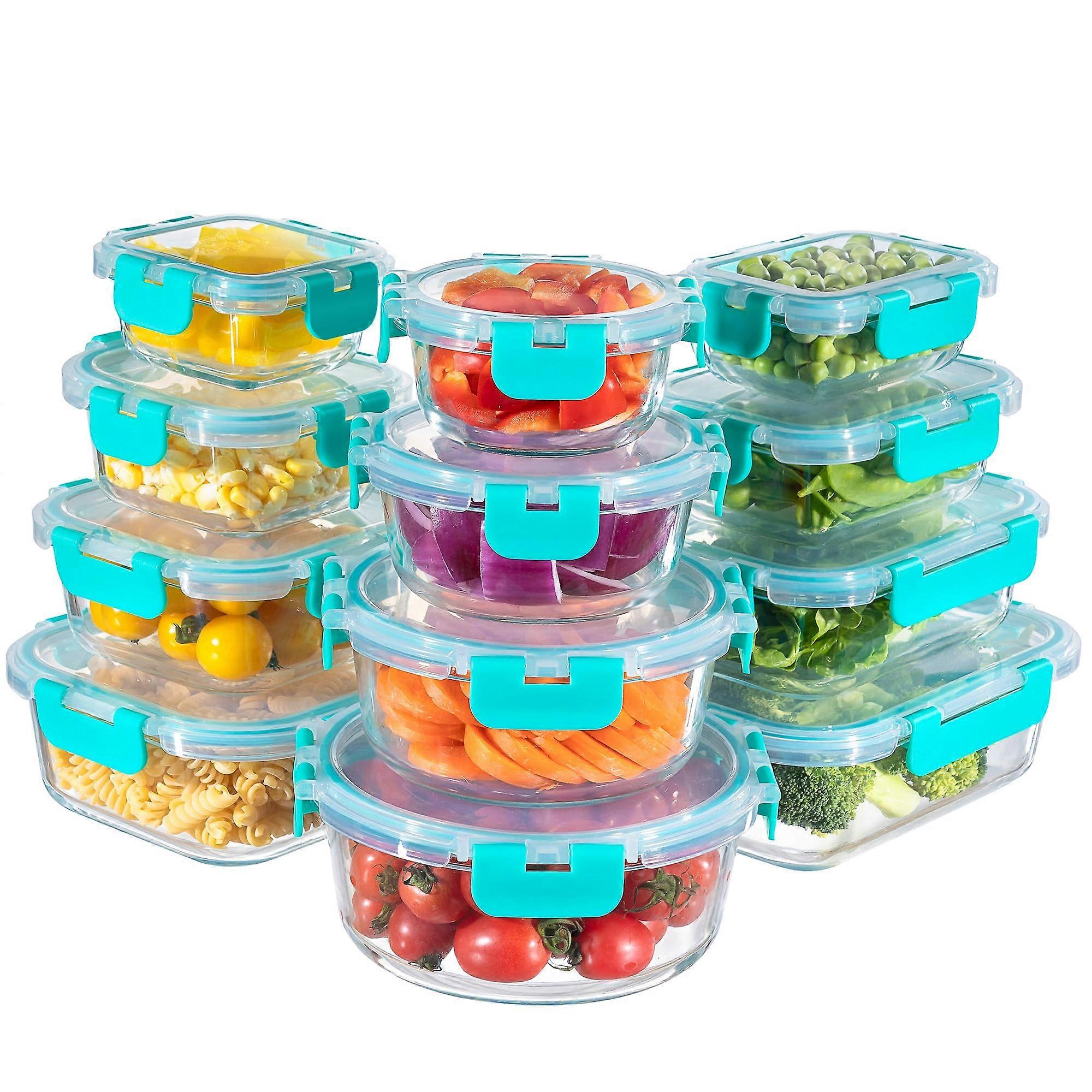 Glass storage containers with lids, glass preparation containers set, air -proof glass lunch