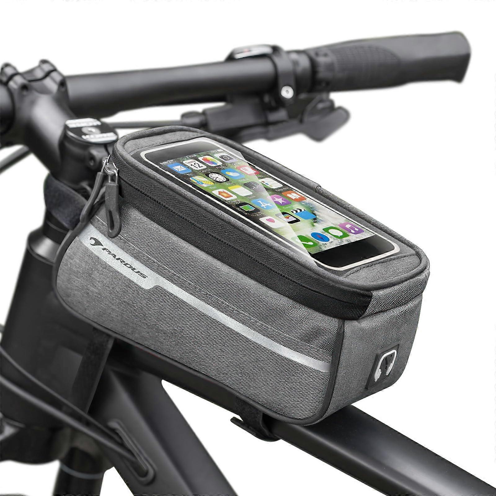Bike Phone Front Frame Bag 8 x 4 Inch, 1L Capacity, 200g Lightweight, Polyester Material, Compatible with Most Bicycles