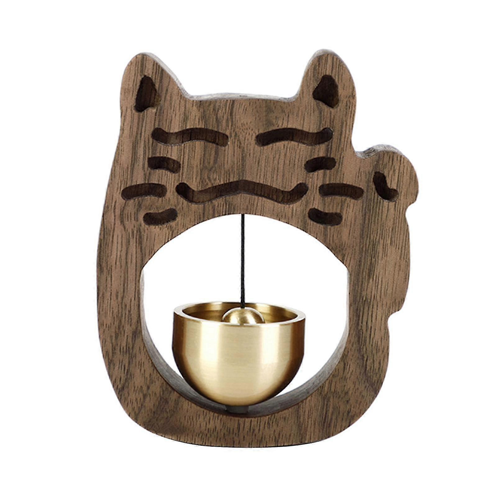 JiaWei Wood Wind Chime Copper Bell Door-Suction for Home Decoration Black walnut lxt