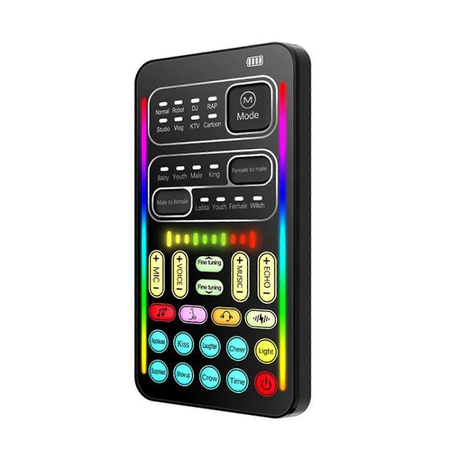 I9 Voice Changer Mini Multiple Audio Effect Bluetooth-Compatible Live Sound Cards Ultra-Thin Live Sound Card Mic Tool,Strong Compatibility