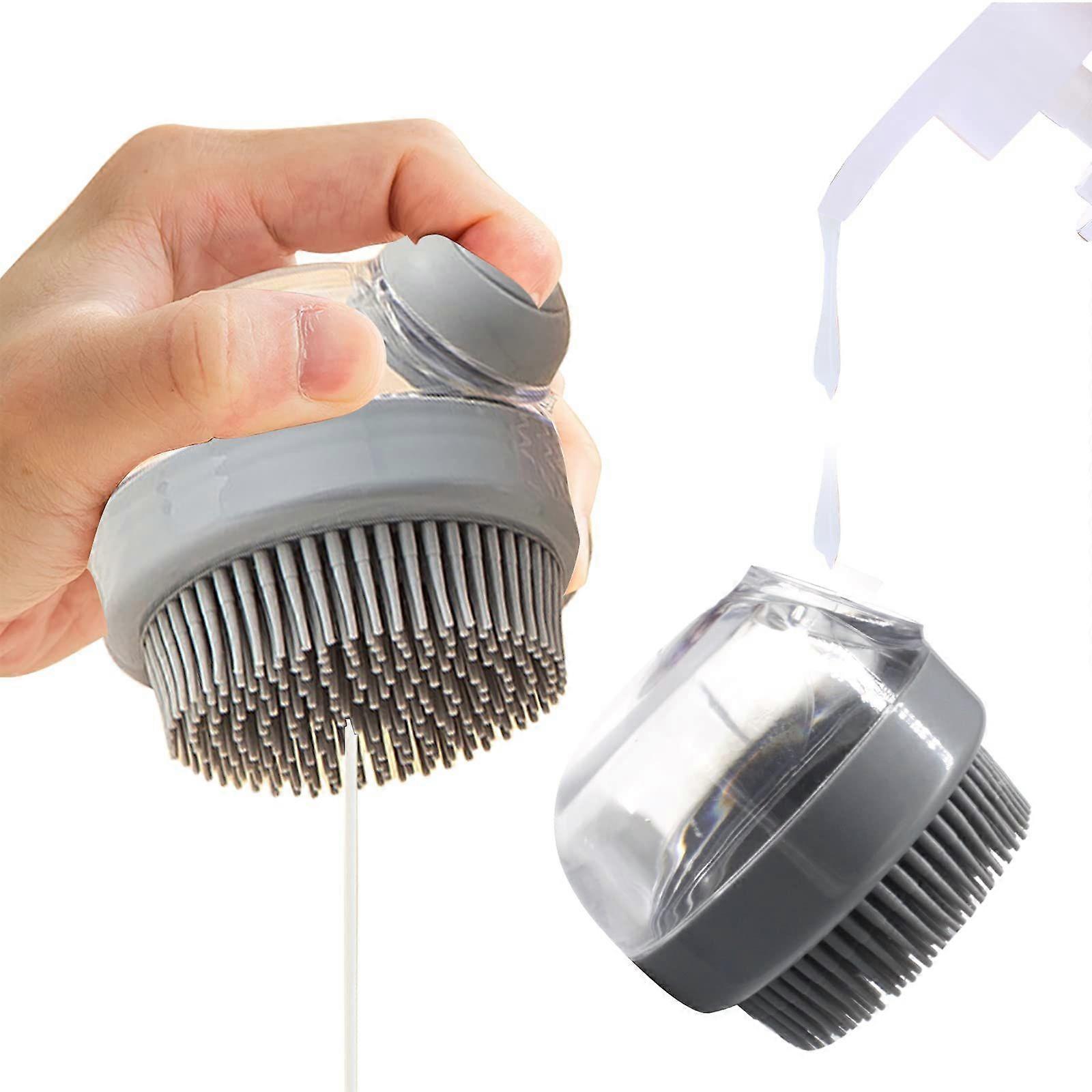 Dog and Cat Bath Brush, Soft Silicone Bubble Brush, Pet Shampoo Scrubber Shower, Suitable for Short Haired Dogs and Cat Shower (Gray)