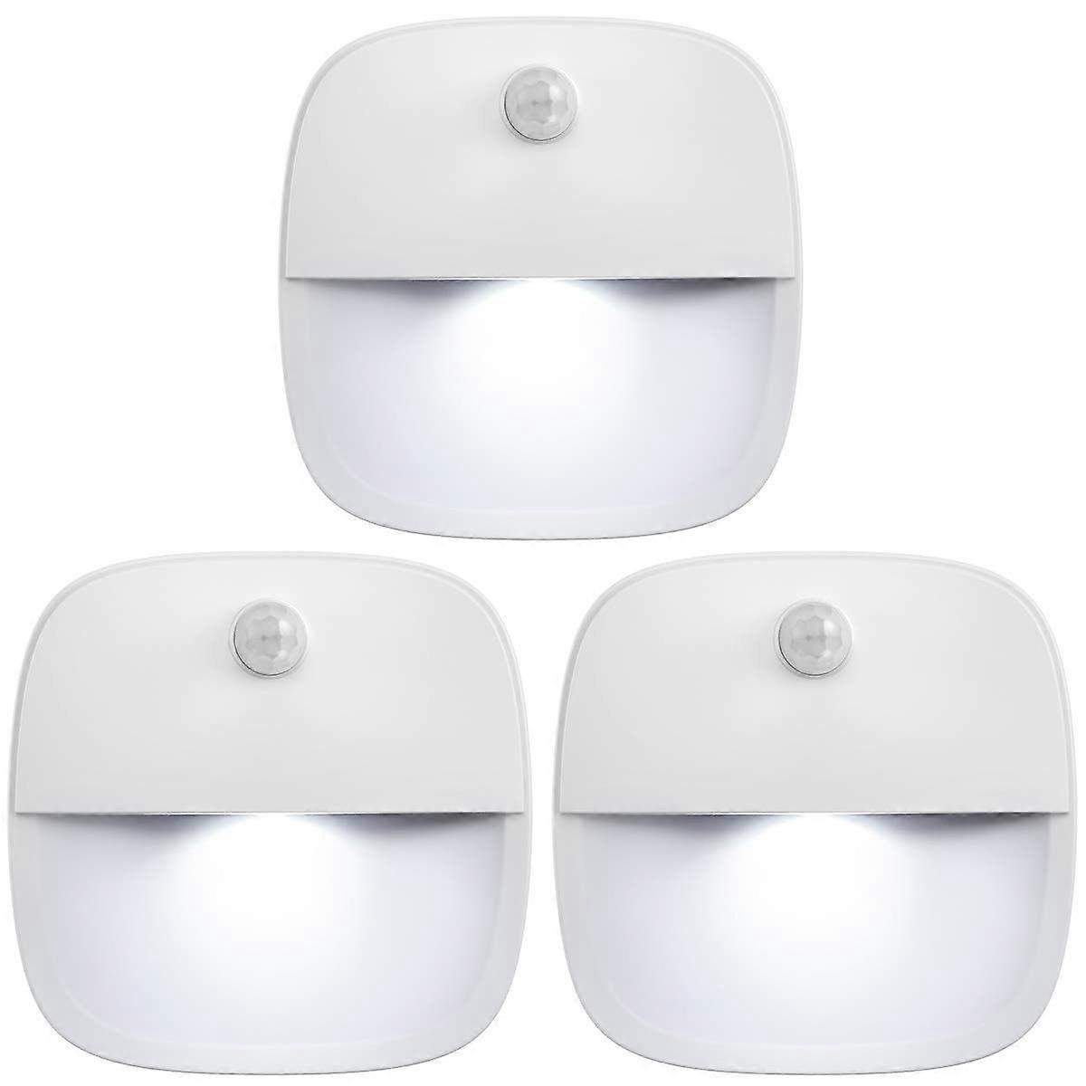 Upgraded Motion Sensor Light, LED Night Light, Wall Light, Closet Light, Stair Security Light, Hallway (White Light - 3-Pack)