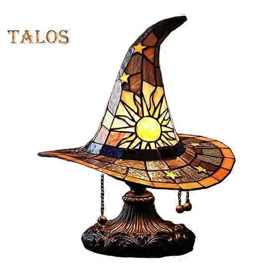 Witch Hat Lamp LED Night Light Soft Glow Handmade Gothic Wizard Hat Shape Light Halloween Bedside Lamp