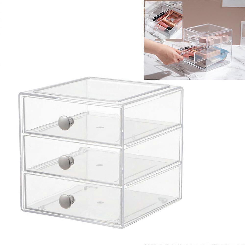 3-layer drawer cosmetic storage box - transparent - 1 piece