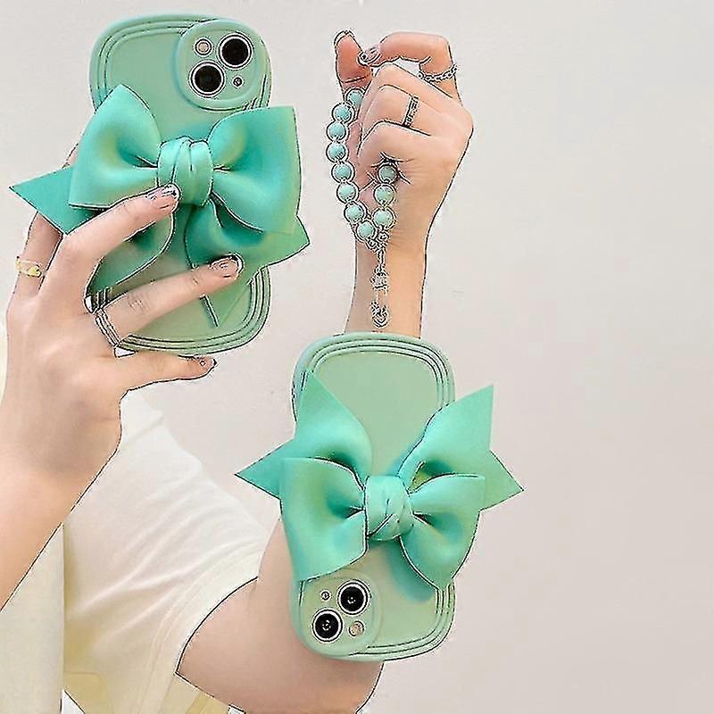 3d Bow Tie Cute Curly Wave Shape Case Compatible Iphone 14 Pro Max/14 Pro/14 Plus/14 With Bracelet