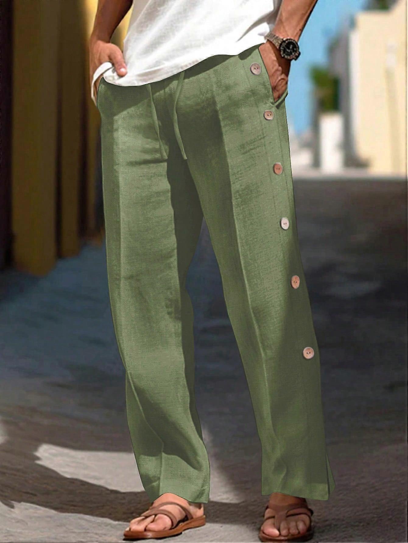 Herrenmode Knopftasche Gerade locker geschnittene Hose