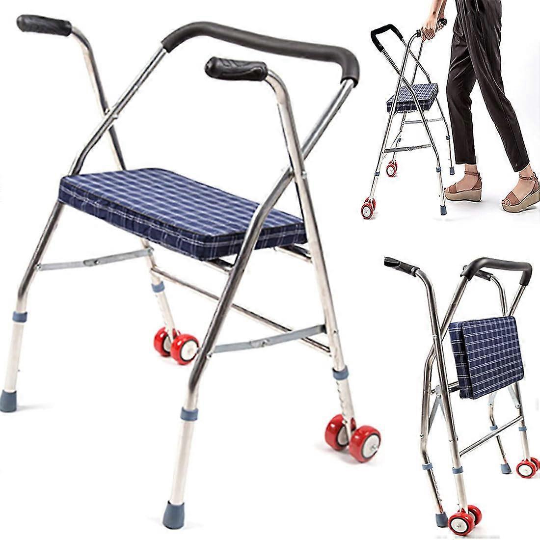 Standard Walkers Drive Rollator Lightweight Aluminum Senior Travel Walker Narrow Frame For Small Doorways Adjustable Height