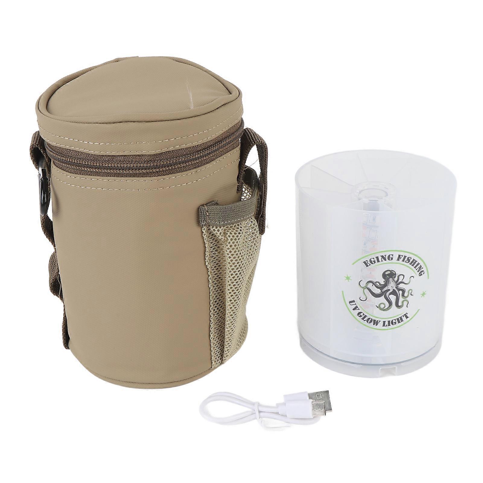 UV Squid Jig Fill Light Type C Female Power Port Fishing Bag with Glow Light for Hard Bait Soft Bait Khaki