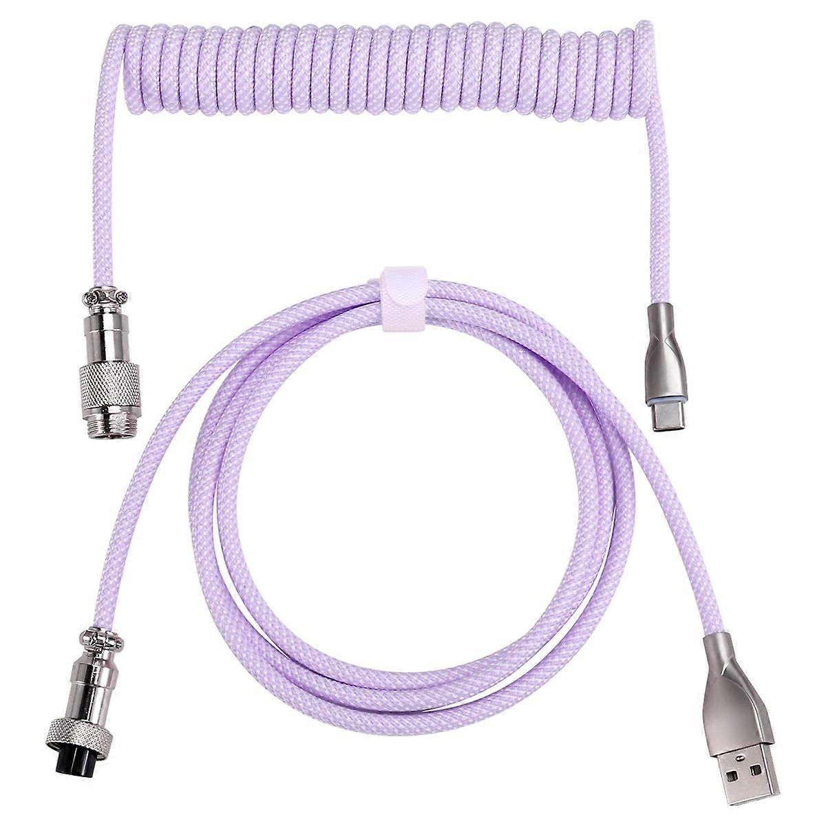 USB C Coiled Keyboard Cable Braided Mechanical Keyboard Cable F