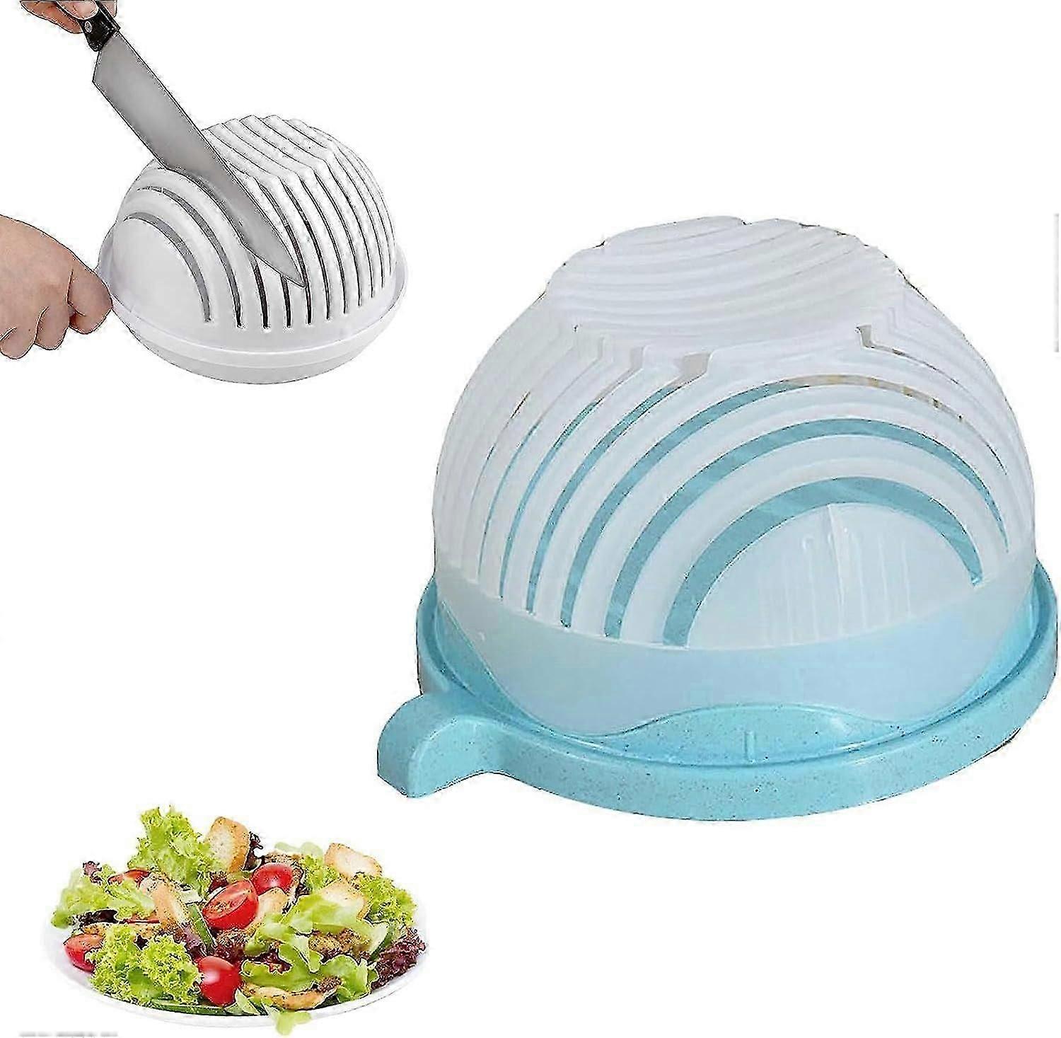 Snap Salad Cutter Bowl, Shredder Salad Vegetable Cutter, New Vegetable Cutter Cutter Slice Vegetable Divider, Salad Cutter Bowl,Blue