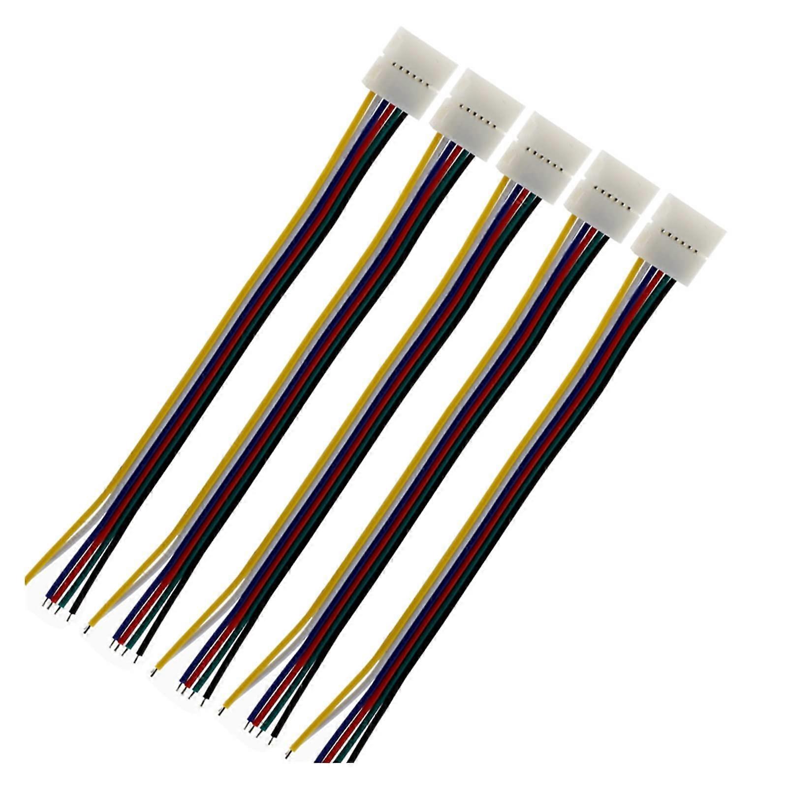 12mm 6 Pin RGB+CCT L Shape T Shape Easy Connector 5 Pack for RGBCCT RGBCW LED Strip Light No Soldering Connector Wire A