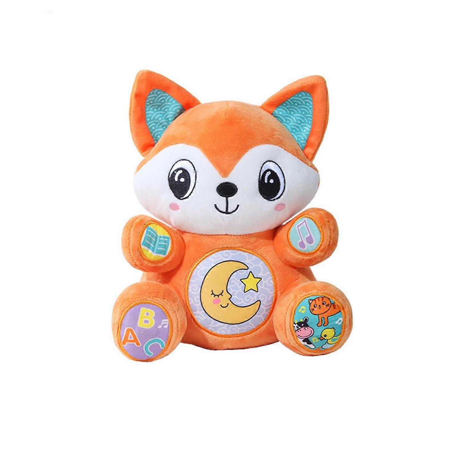 born Baby Musical Toy for Infant 0,3,6,12 Months, Musical Plush Toy Soft Toy Learning to Learn ABC, Numbers for Infants Baby Boy Gifts (Fox)