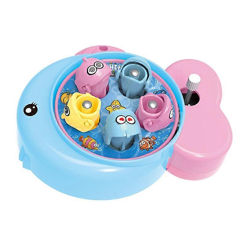 Portable Board Game Mini Fishing Toy Clock Work Power Realistic Fish Rod Interactive Toy For Kids Toddler Children Gift