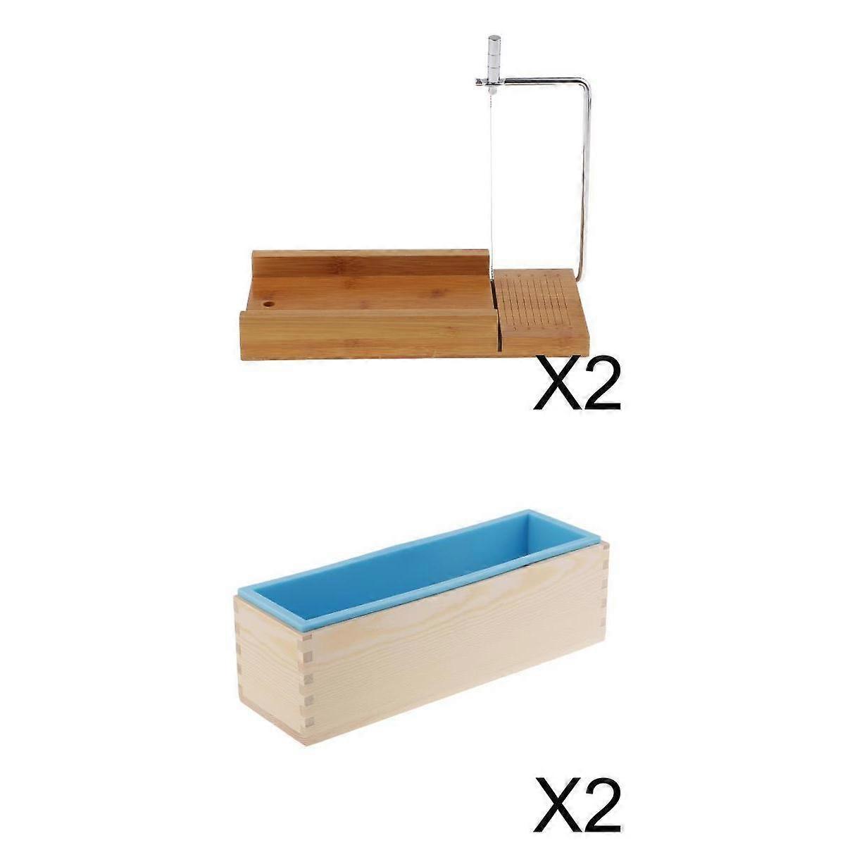 4Pcs Wooden Soap Cutter With Wire Slicer Soap Making Loaf Silicone Mold