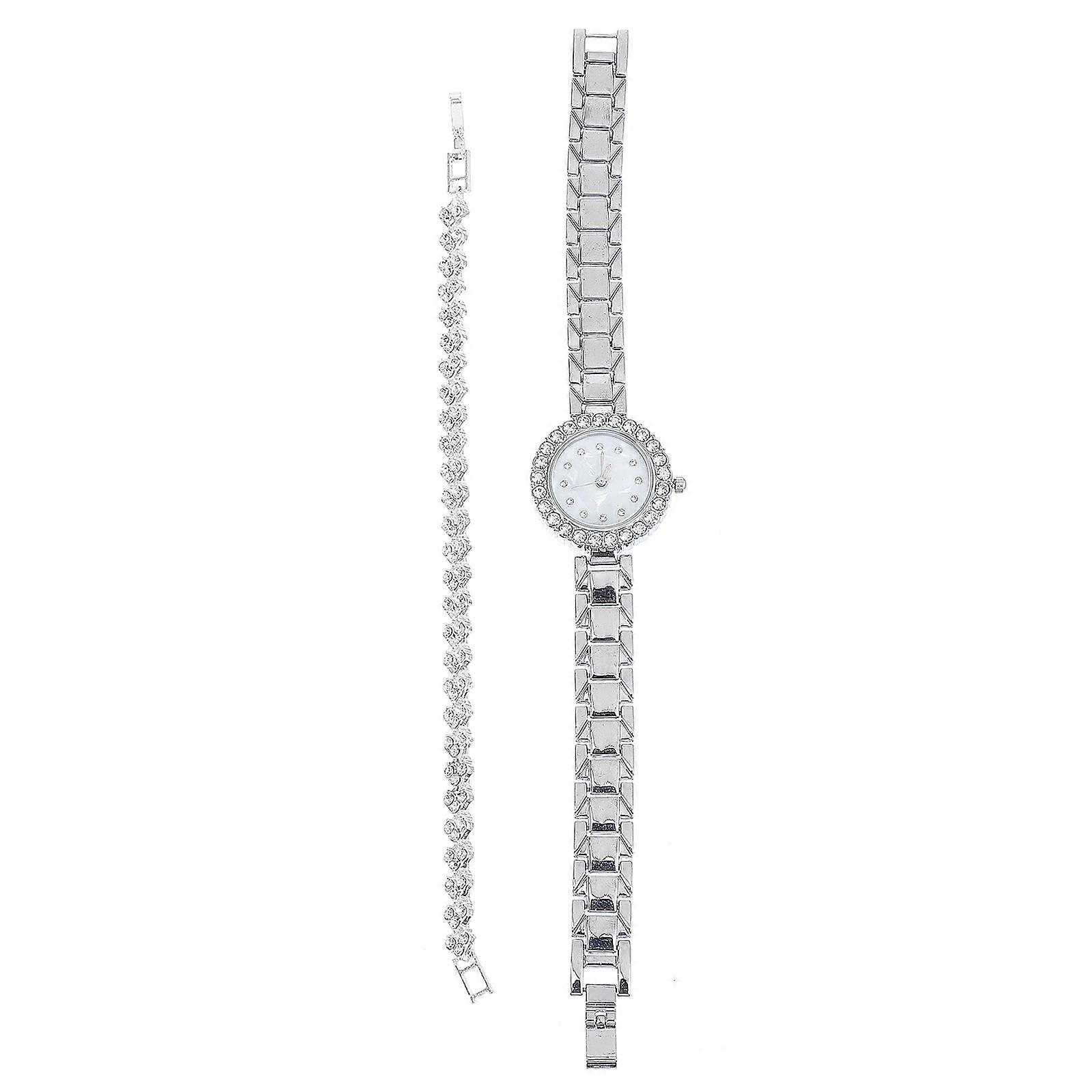 Elegant Diamond Watch and Bracelet Set for Women – Stylish Wristwatch with Bangle for Birthdays, Anniversaries, Christmas, and Graduations