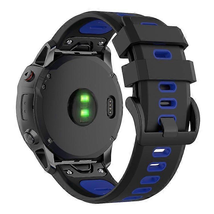 For Garmin Fenix 7X Dual-color Stylish Quick Release Silicone Watch Band Wrist Strap 26mm