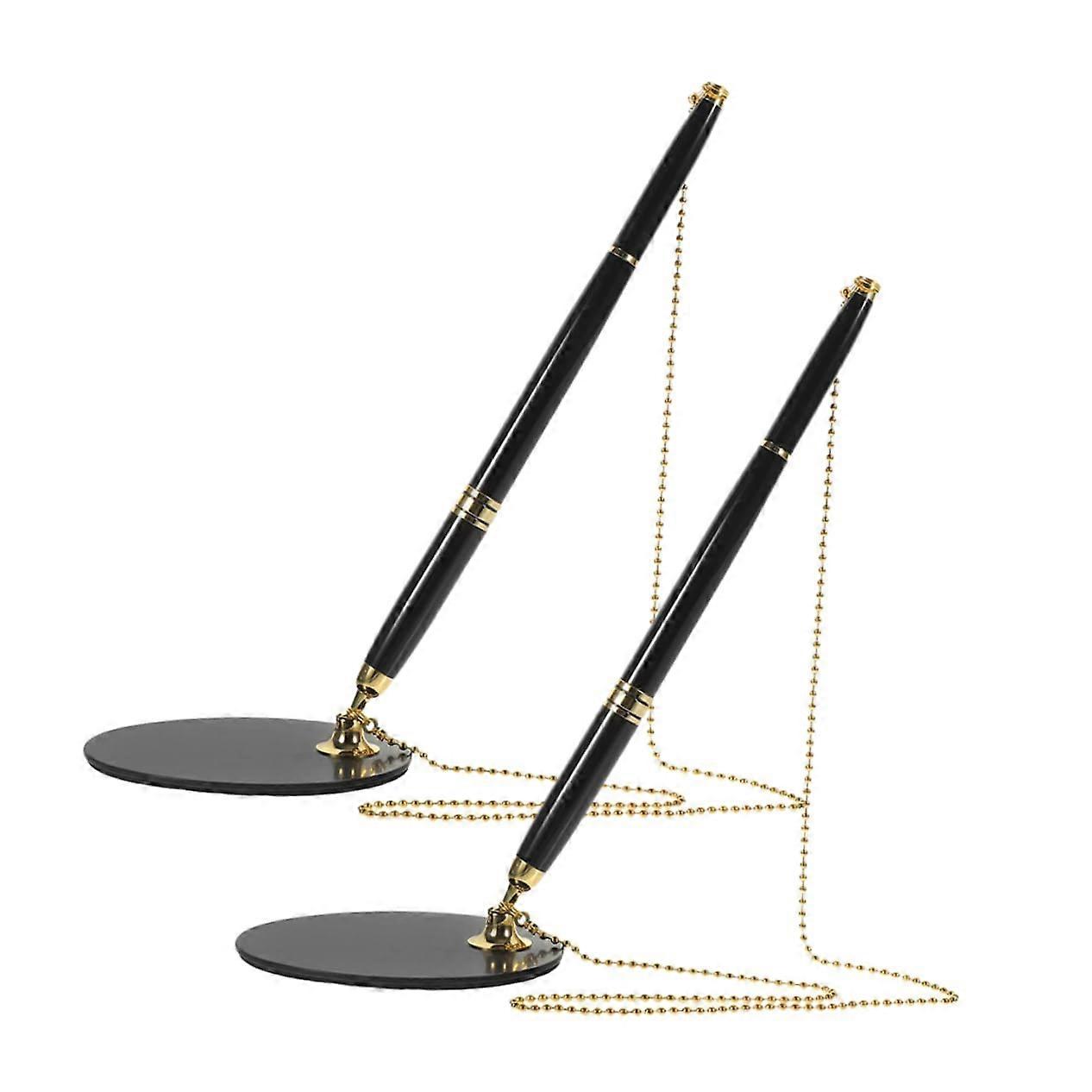 2pcs Secure Spring Joint Pen Smooth Writing Gel Ink Pens with Holder for Office and Reception Stylish and Design for Professional Use