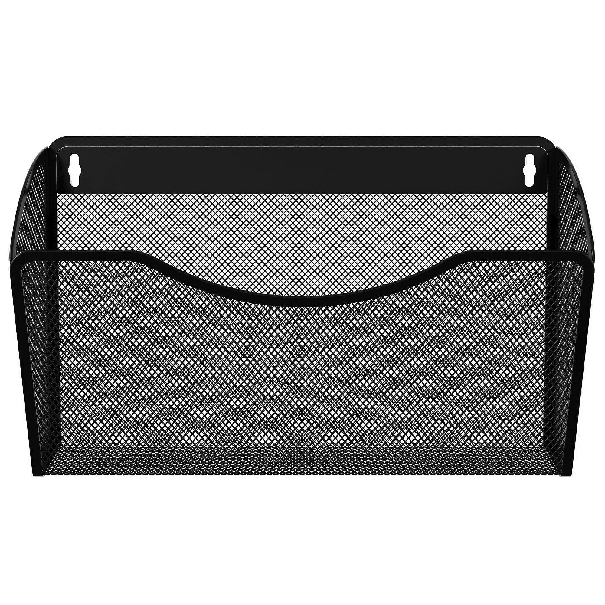 Mesh Wall File Organizer  Vertical Mounted Single Pocket Holder for A4/Letter Files  RustProof Metal, Black