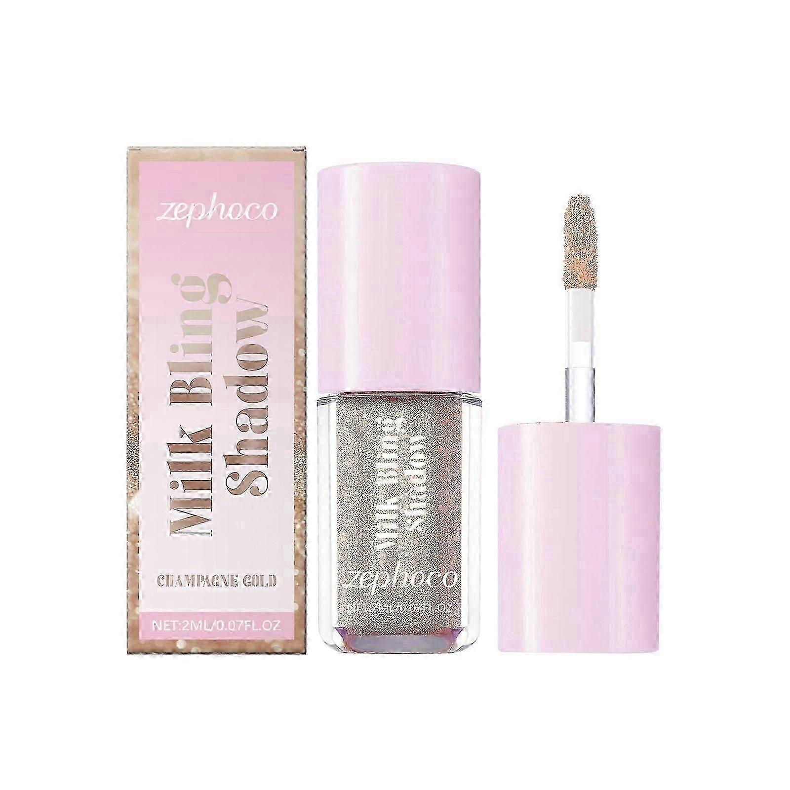 Zephoco Colorful Pearlescent Liquid Eye Shadow Moist Type Light Champagne Gold Easy To Color Party Makeup Glitter Eye Shadow
