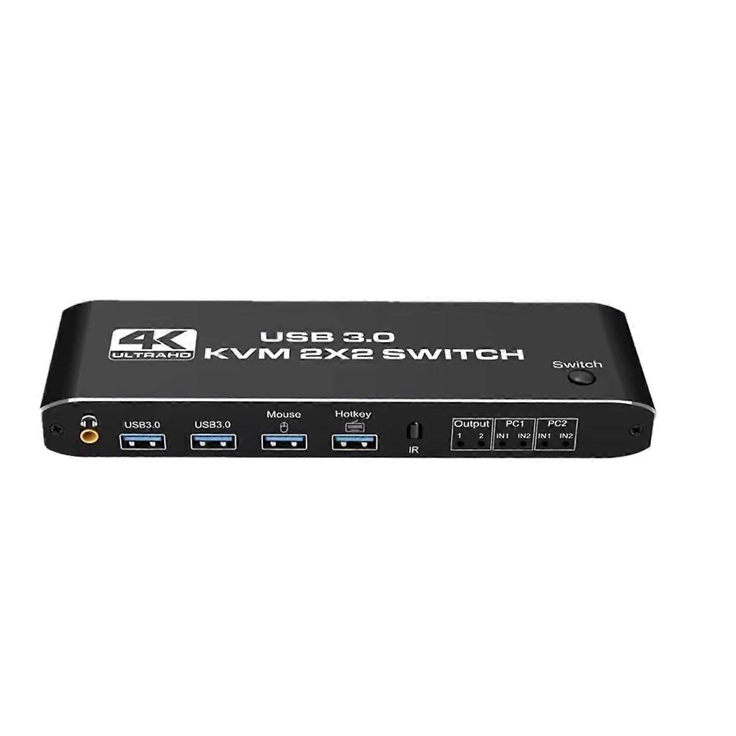 2 In 2 Out 4K Hdmi Kvm Selector Box 2X1, Dual Monitor Switcher Hdmi Switcher Support All Systems