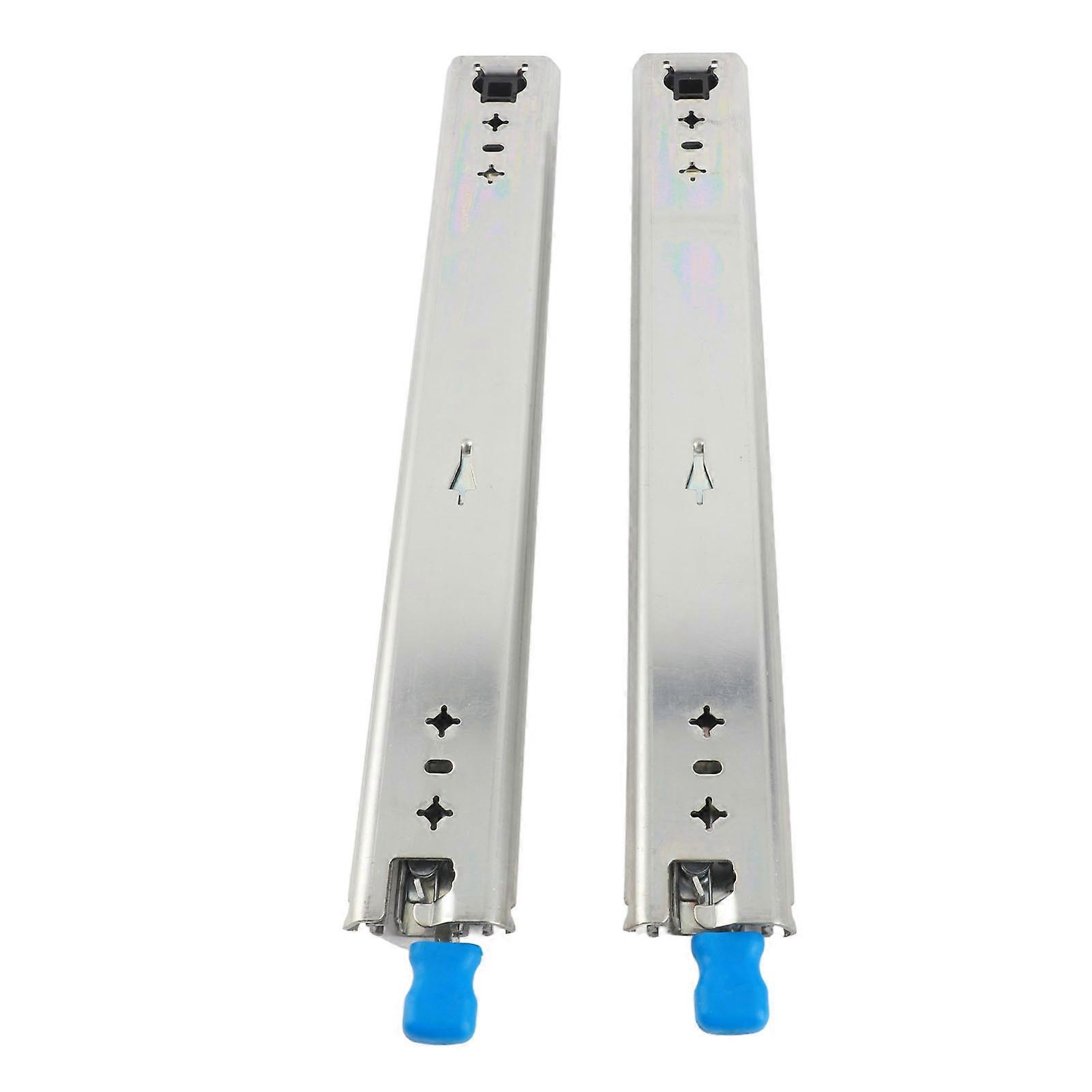 2PCS Heavy Duty Locking Drawer Slides Cold Rolled Steel 3 Section Thickened Ball Bearing Slides with Lock Robust Cabinet Rails Full Extension
