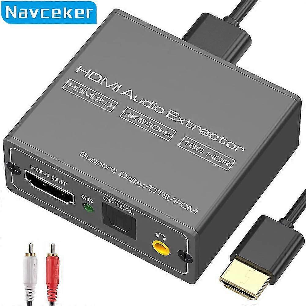 4K Video Audio Extractor HDMI-kompatibel till 3,5 mm ljudomvandlare SPDIF Optisk TOSLINK Stereo Out Splitter Adapter
