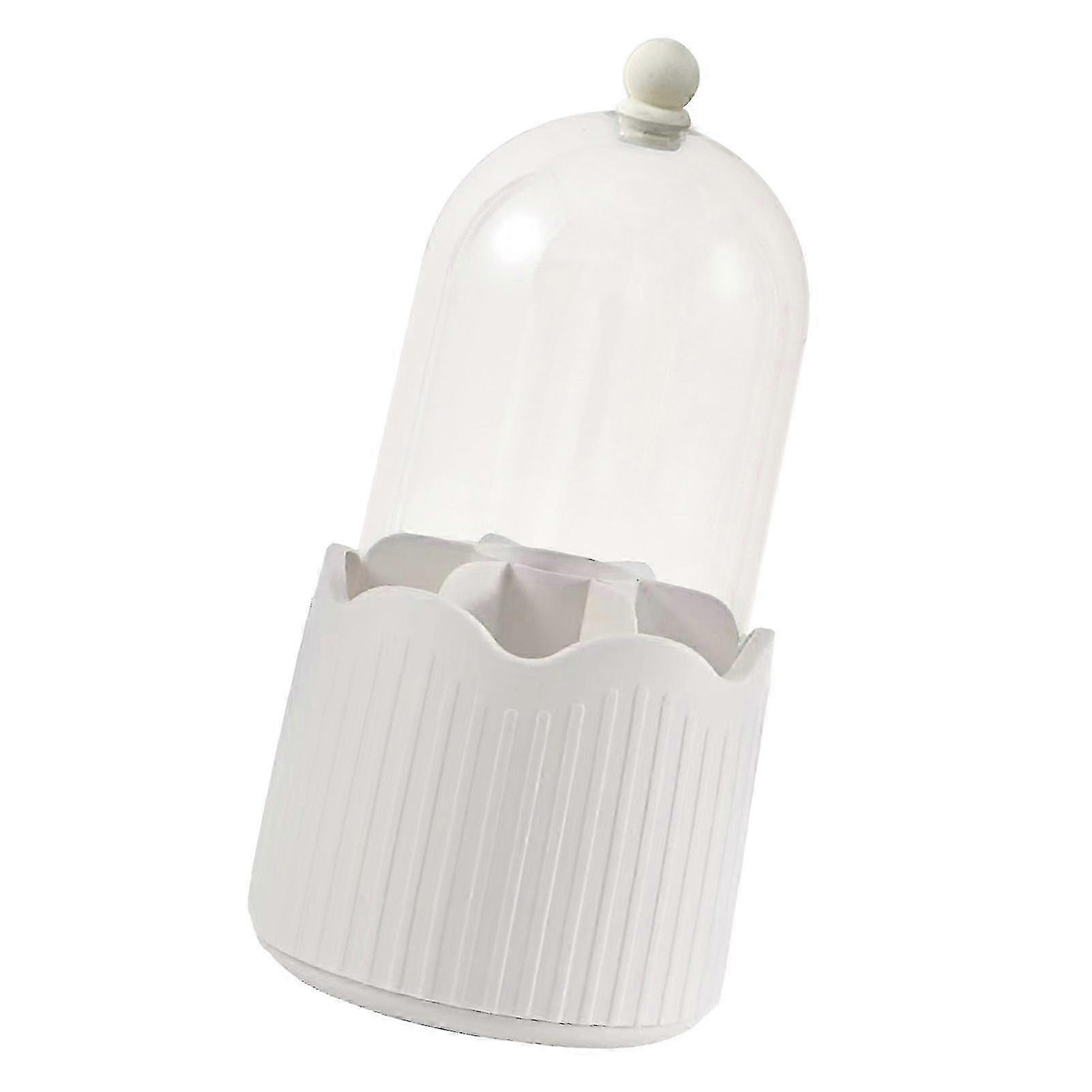Makeup Brush Holder Transparent Rotatable Dustproof Storage Box 360 Degrees White 2025