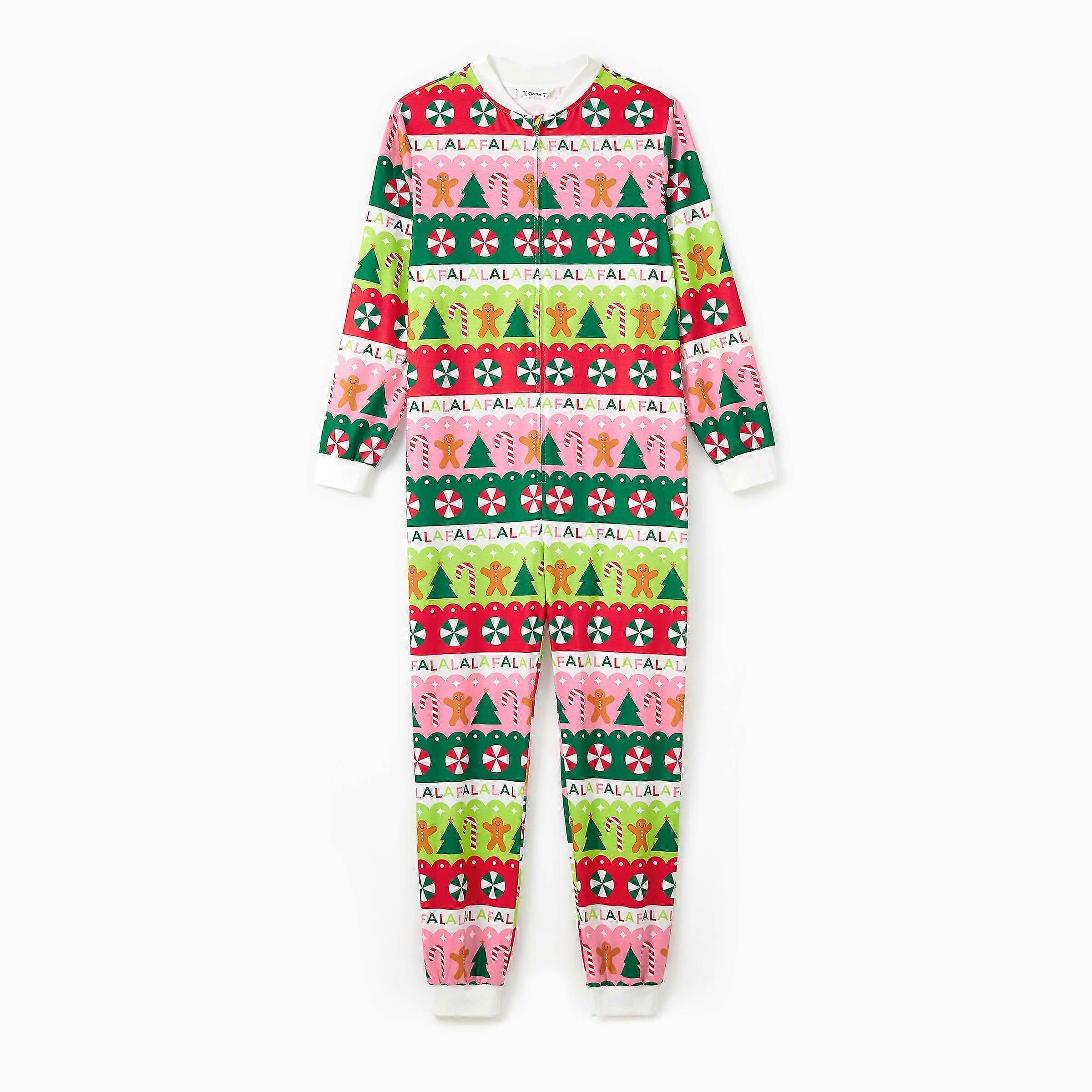Christmas Family Matching Vibrant Colorful Allover Pattern Onesies Pajamas Suitable for Flame Resistant Materials