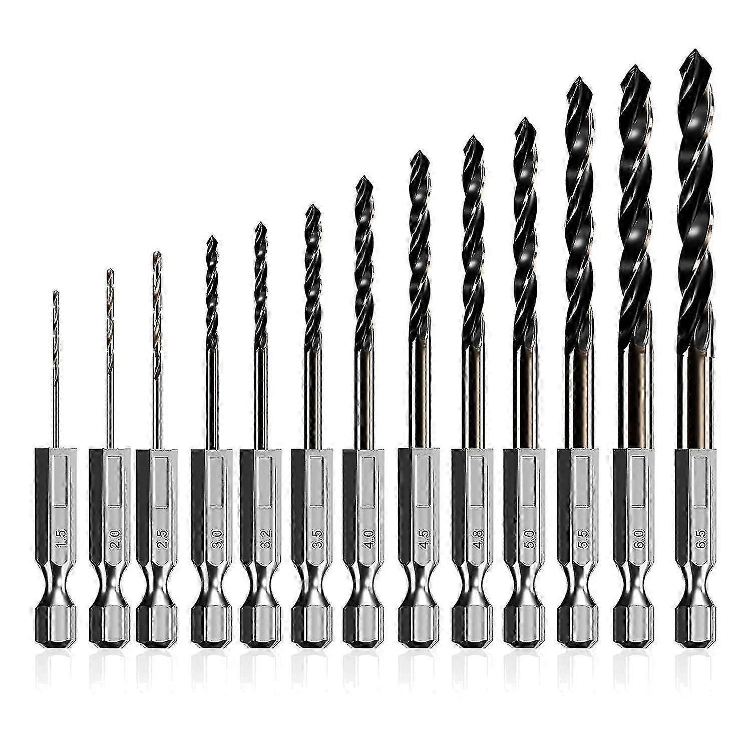 13-Piece Cobalt Metric Hex Shank Bits Set HSS Impact Driver for Metal - Silver