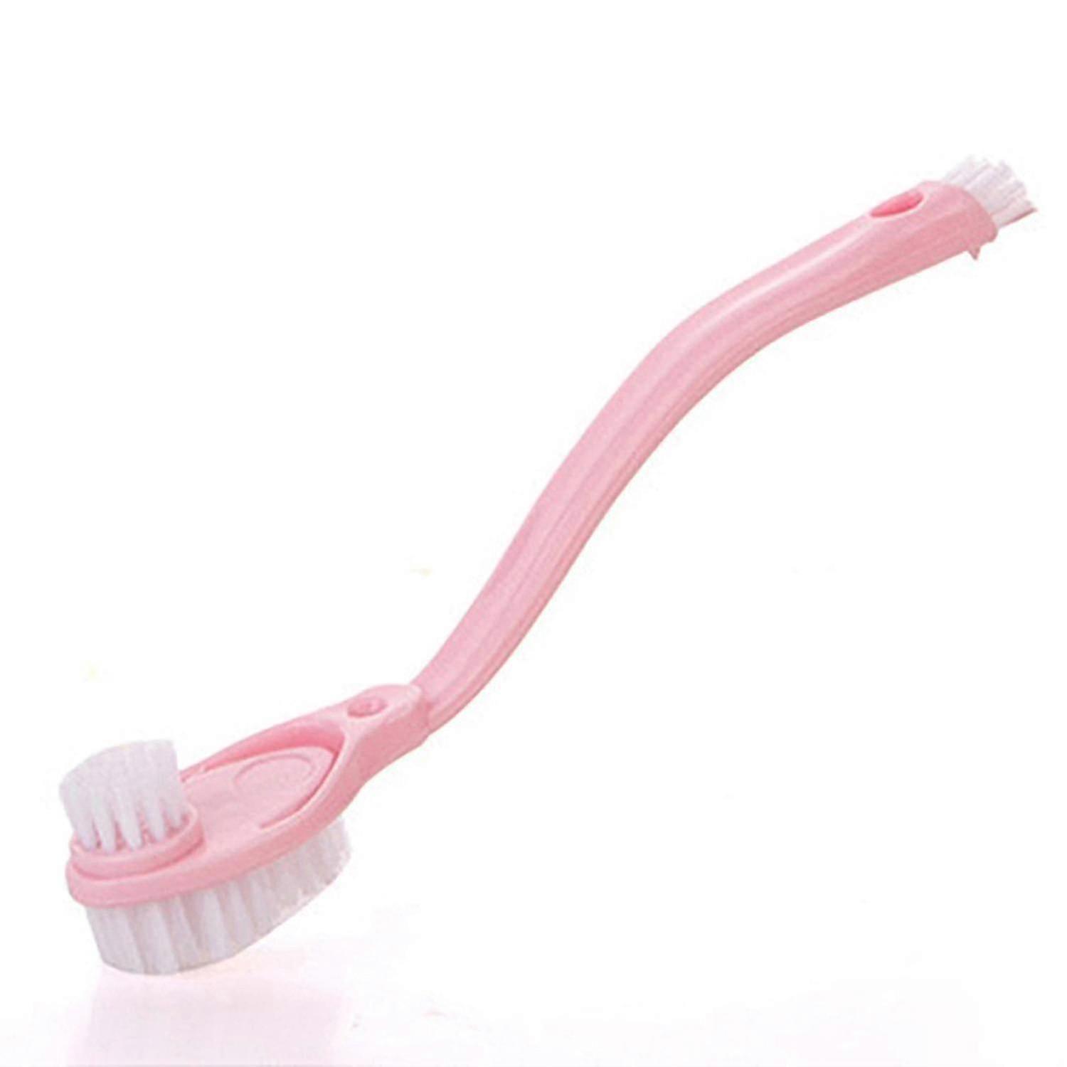 Long Handle Double-headed Shoe Cleaning Brushes for Bathroom & Kitchen - Pink